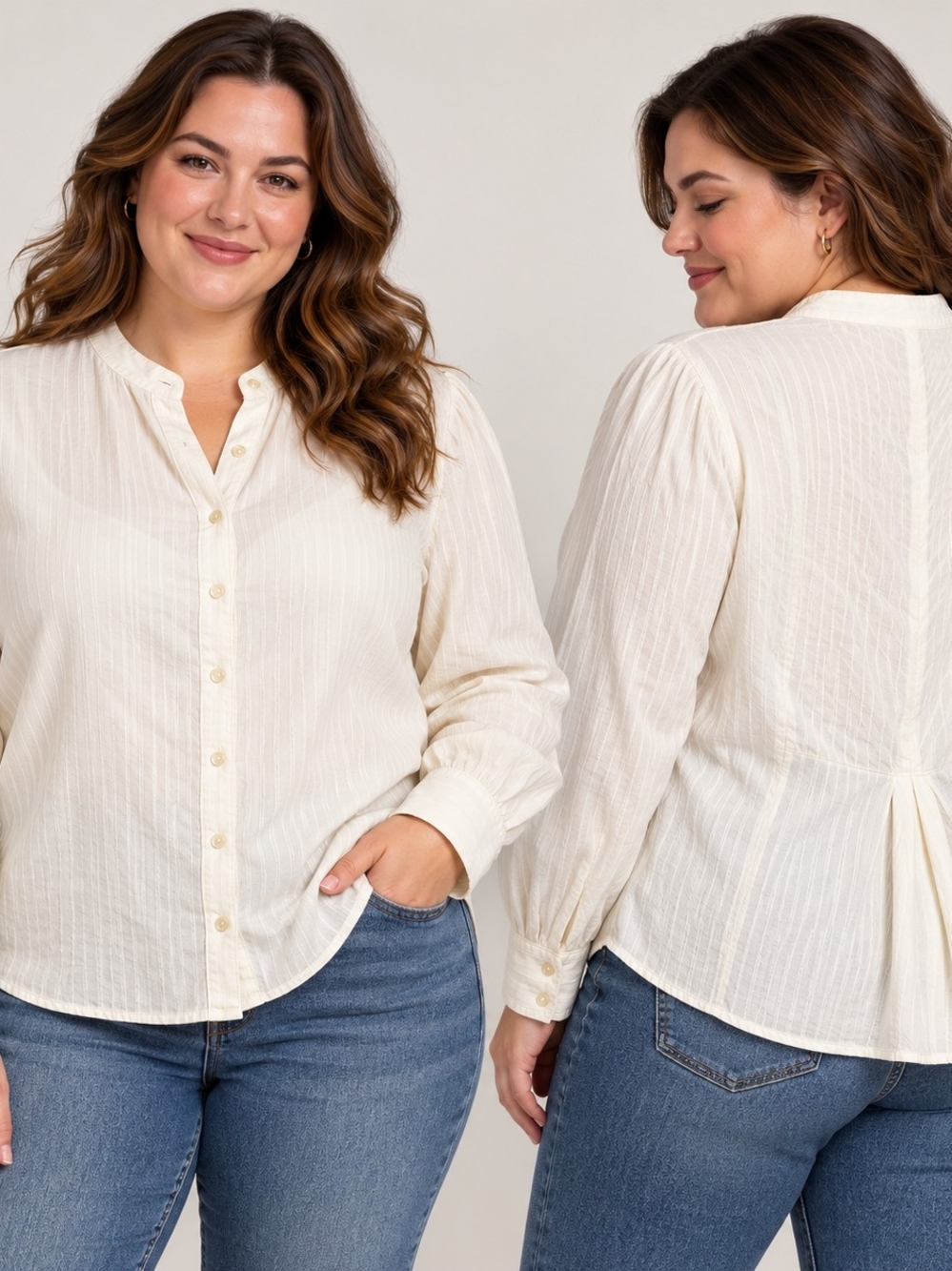 Lauren Ralph Lauren 16W Cream Blouse Coastal Grandmother Quiet Luxury Casual